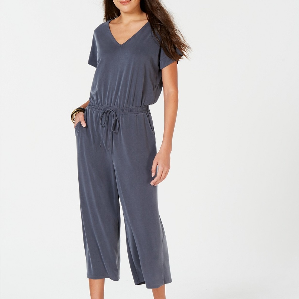 Style & Co Cropped Jumpsuit Grey X-Large